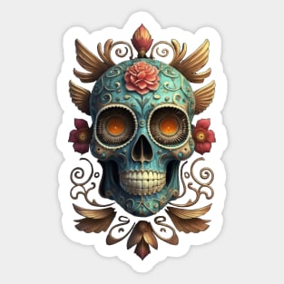 Sugar Skull Dia de los Muertos Mexican Day Of The Dead Tattoo Art Culture Punk Rock Goth Skeleton Sticker